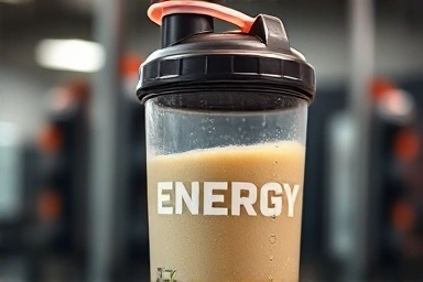 BCAA powder dissolving in water for pre-workout.