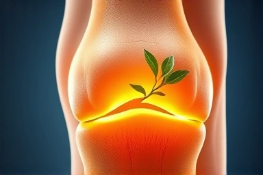 Healthy joint cartilage with herbal essence, symbolizing Boswellia benefits.