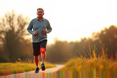 Active person in nature, knee pain relief, enhanced mobility.