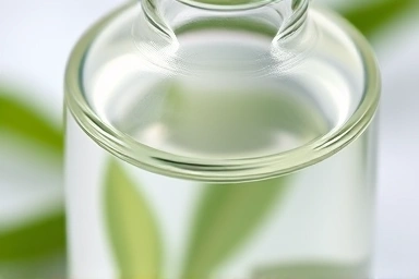 Clear liquid in a vial, representing pure green tea extract.
