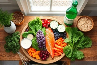 Balanced meal symbolizing optimal nutrient absorption and health.
