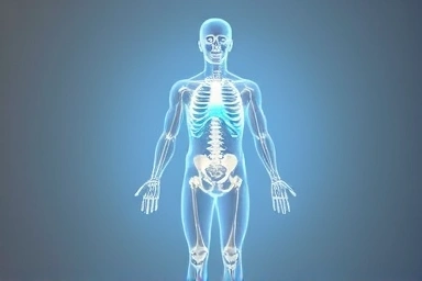 Symbolic illustration of human body's vital energy and calcium's role.