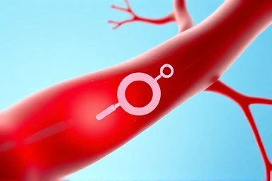 Healthy artery with Omega-3 molecules, symbolizing vascular well-being