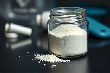 Pure creatine monohydrate powder, emphasizing quality and purity.