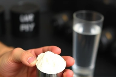 Creatine monohydrate powder, healthy supplement, hydration, fitness fuel