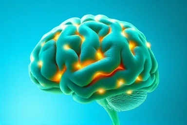 Healthy brain with glowing neural pathways