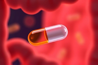 Enteric-coated probiotic capsule dissolving in gut environment