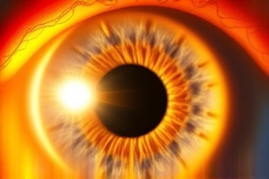 Abstract representation of lutein and zeaxanthin shielding vision