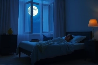 Peaceful sleep in a tranquil bedroom, symbolizing deep rest.
