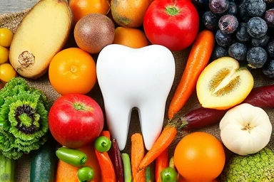 Vitamin C rich foods supporting gum and tooth health.