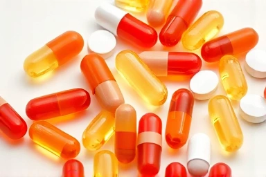High-quality vitamin B capsules and tablets with luminous effects.