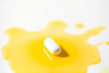 Yellow color release from vitamin B pill.