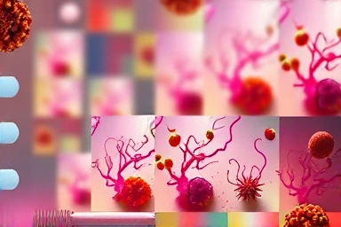 Abstract representation of a healthy gut microbiome.