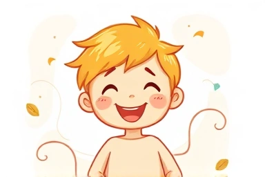 Happy child with symbols of good health and growth.