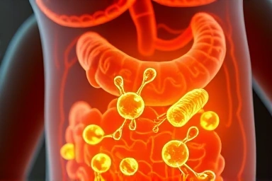 Beneficial probiotics and vitamins supporting child's gut health.