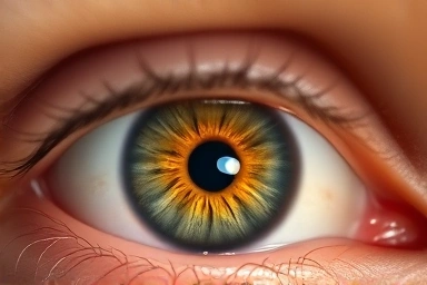 Healthy human eye benefiting from lutein and omega-3