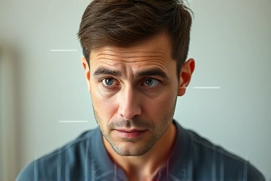 Person with eye twitch, muscle tension, fatigue, body balance.