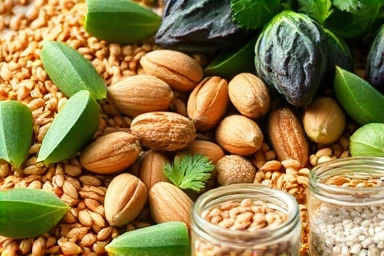 Magnesium-rich foods: leafy greens, nuts, whole grains, natural health.