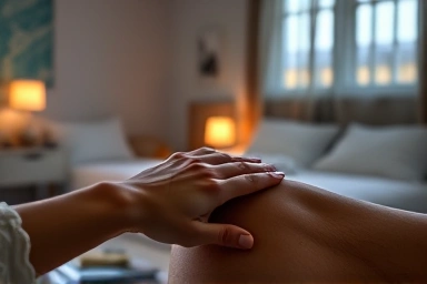 Hand applying magnesium oil for relaxation and sleep