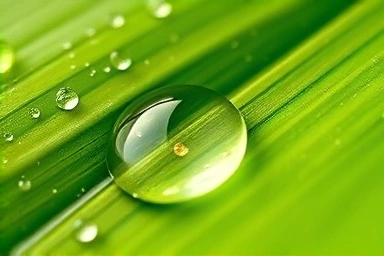 Dewdrop on leaf symbolizing natural healing and omega-3 benefits.