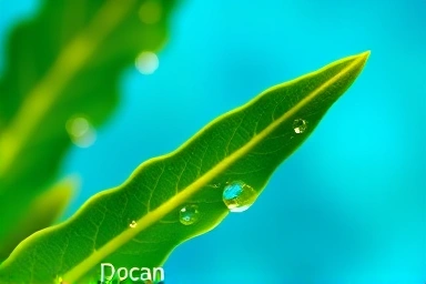 Vibrant green seaweed leaf with water droplets, natural health ingredient.