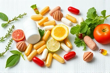 Probiotic capsules and natural health ingredients for gut health