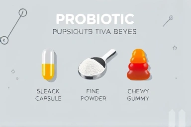Comparison of probiotic capsule, powder, and chewable forms.