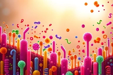 Healthy gut microbiome, diverse beneficial bacteria, inner balance