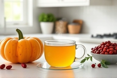 Herbal tea with pumpkin and red beans for wellness