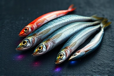 Fresh anchovies and sardines symbolizing pure omega-3.