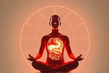 Calm person with healthy gut microbiome illustration