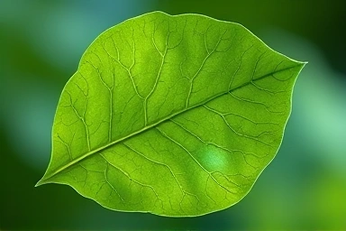 Ginkgo biloba leaf with glowing veins, symbolizing circulation.