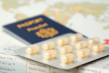 Individual probiotic capsules in blister pack for travel convenience.