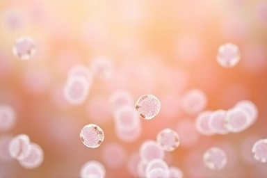 Abstract visualization of beneficial lactobacillus bacteria in a balanced environment.