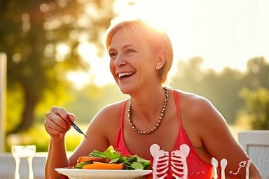 Healthy vegan eating, sunlight, energy, strong bones, vitality