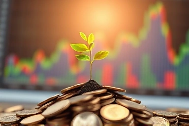 Symbol of financial growth and savings with coins