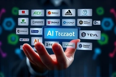 Holographic AI investment portfolio with diverse company logos.