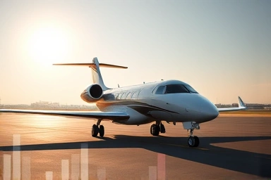Prestigious private jet symbolizing financial asset and loan opportunity.