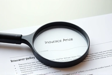 Magnifying glass over insurance policy document