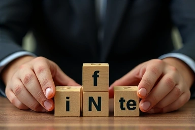 Hands arranging building blocks symbolizing financial process stages.