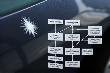 Car scratch with complex insurance claim flowchart