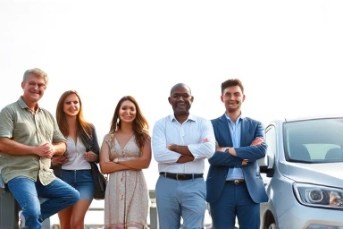 People with secure car insurance, looking relieved.
