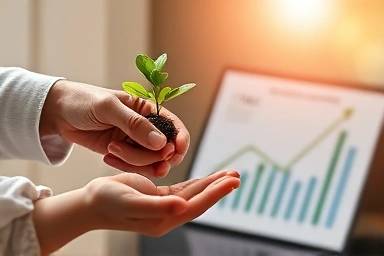 Parent gifting stock sapling to child, financial growth concept