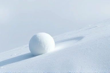 Snowball growing larger as it rolls downhill, symbolizing compound interest.