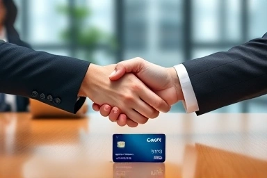 Business deal, professional handshake, financial transaction