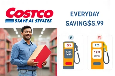 Costco shopping contrasted with everyday savings graphic