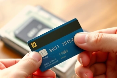 Hand holding credit card, financial gain, opportunity