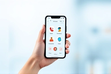 Smartphone with customer service interface, efficient communication concept.