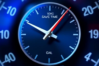 Speeding clock symbolizing time-saving and efficiency.