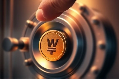 Secure vault with gold coin, symbolizing financial safety and high yield.